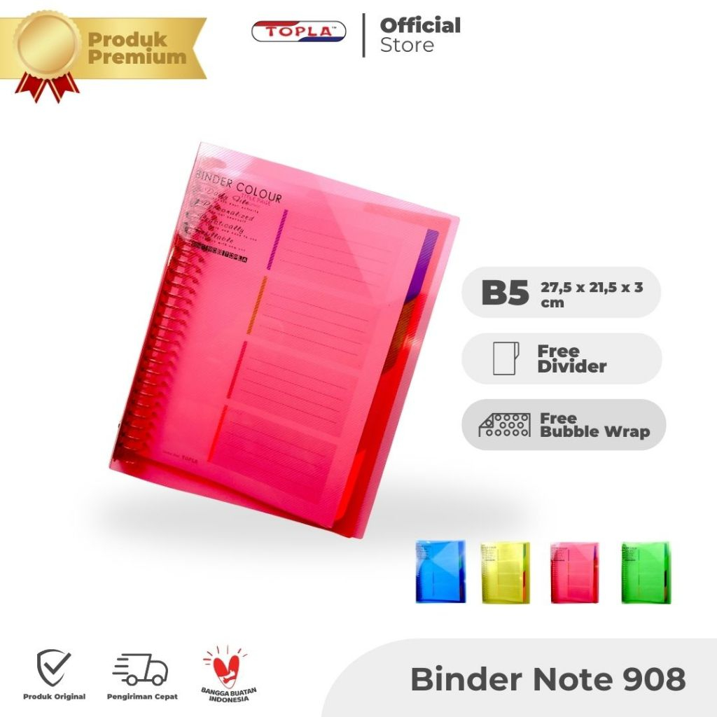 

Binder note Transparan 908 26 ring besi buku catatan agenda journal B5 tebal Topla
