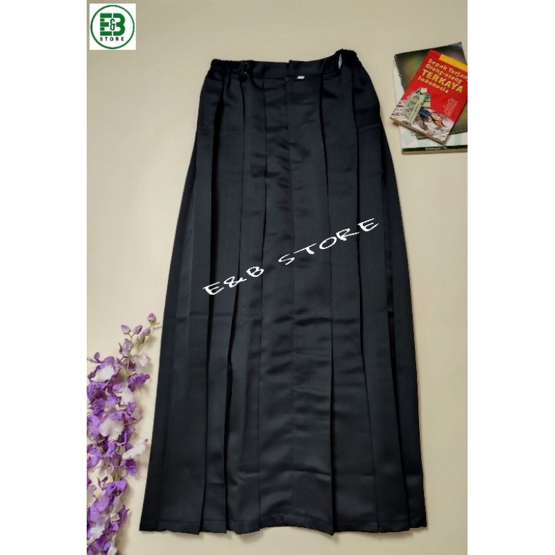 Rok rempel coklat panjang SD/SMP/SMA bahan elemen /licin