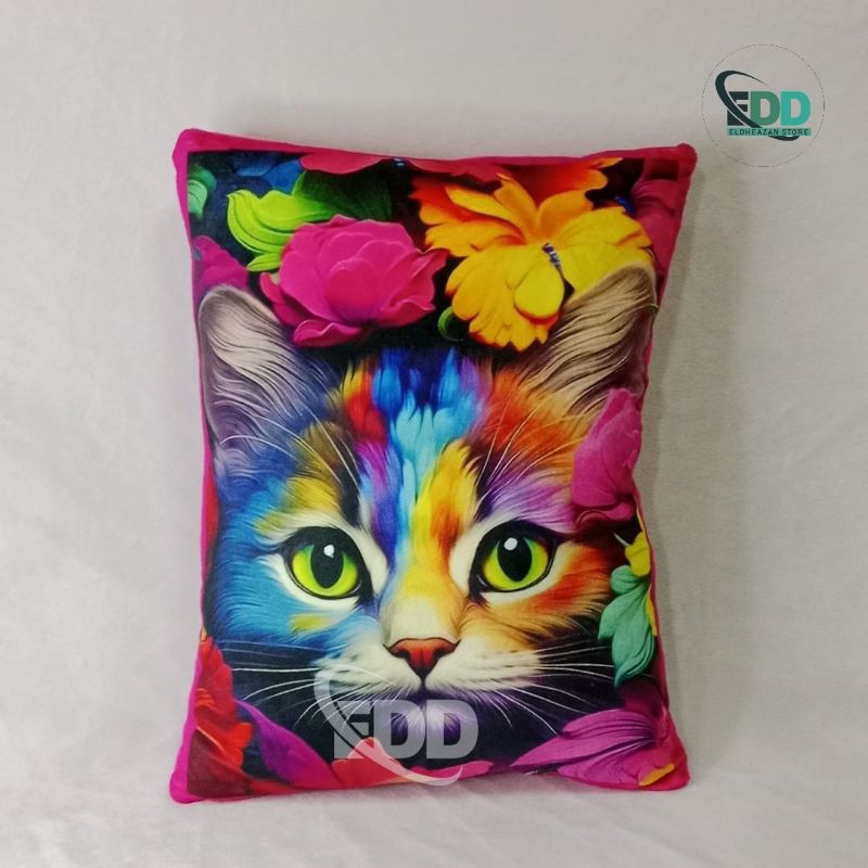Bantal sopa mewah yelpo printing kucing pelangi 40x30