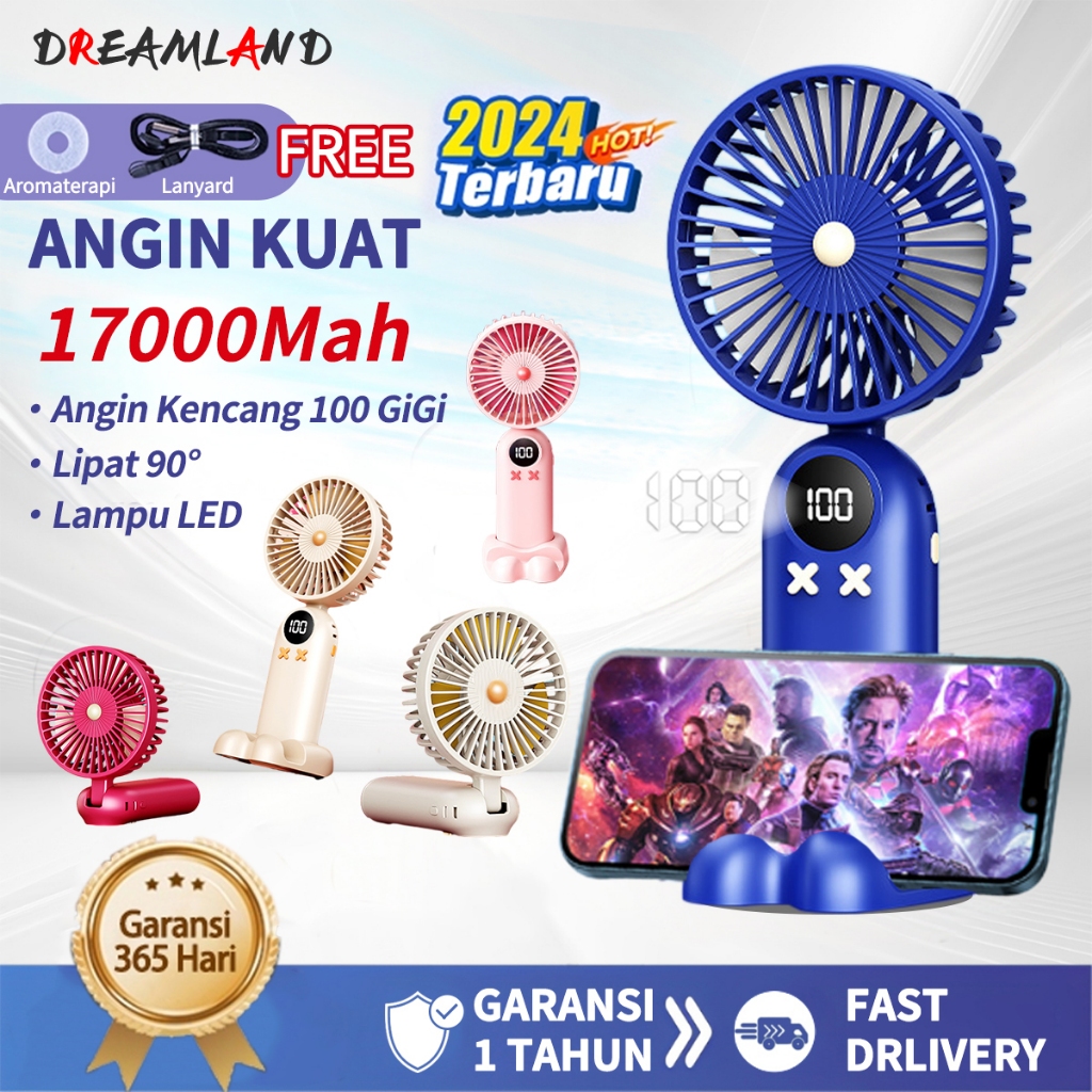 Battery Rechargeable Fan Kipas Angin Mini Portable Usb 17000 mAh Battery Rechargeable Fan