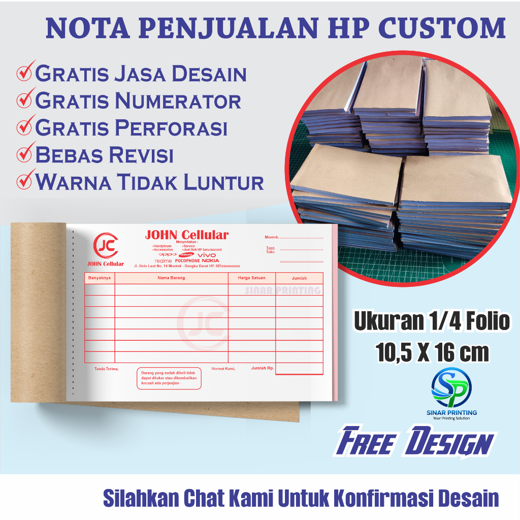 Nota Penjualan HP Custom Free Design