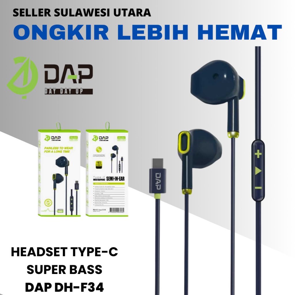HEADSET TYPE-C SUPER BASS DAP DH-F34 EARPHONE