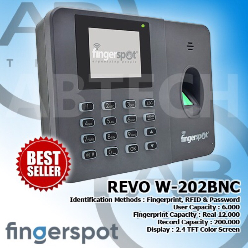 Mesin Absensi Fingerspot Revo W 202 BNC (Wifi + Battery)