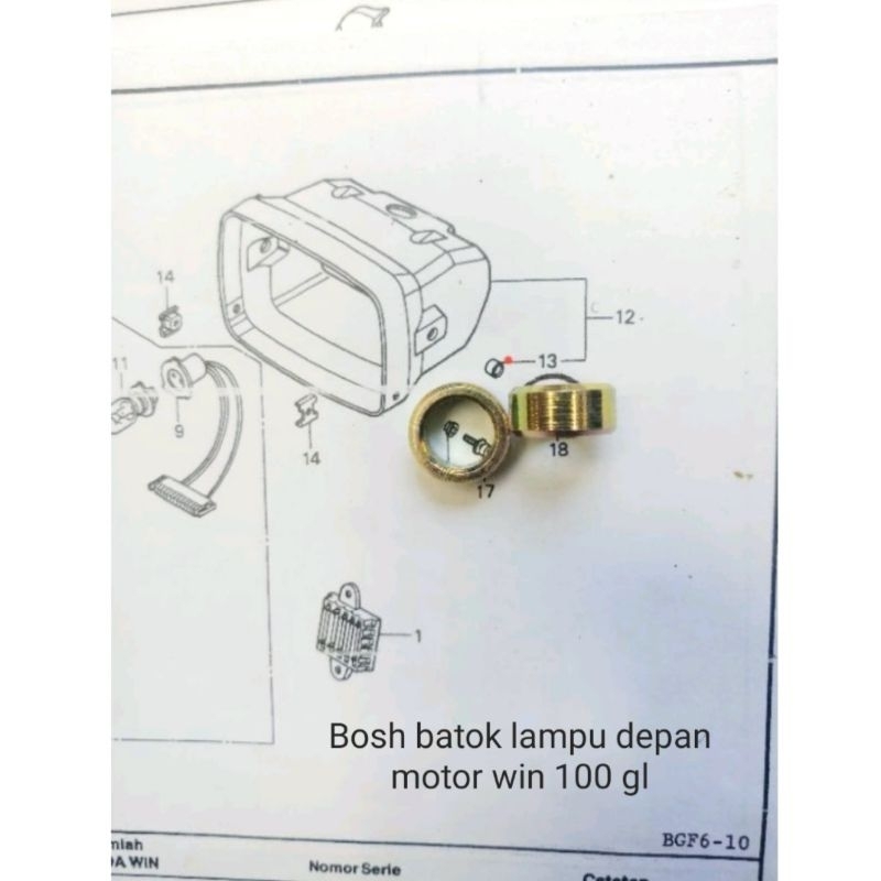BOSH BATOK LAMPU DEPAN MOTOR HONDA WIN 100 GL