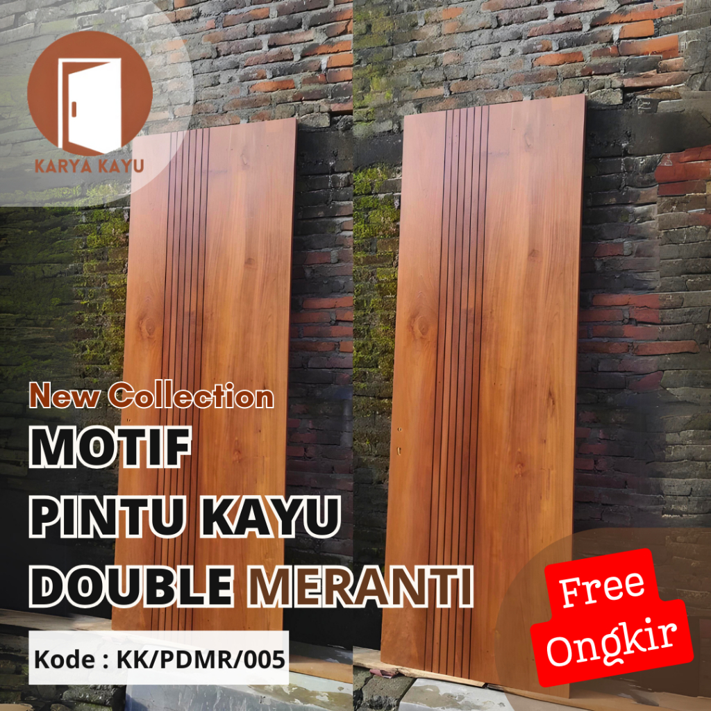 Pintu Double Kupu-kupu Kayu Meranti, Mewah, Klasik, cocok untuk rumah, kontrakan dan pintu utama