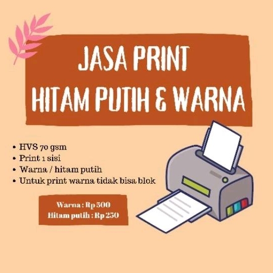 

JASA PRINT A4 1 SISI HITAM PUTIH / WARNA | JASA CETAK HVS 70 GSM A4 MURAH
