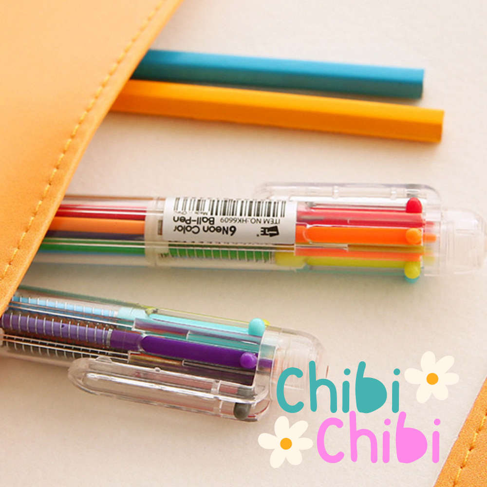 

Bolpen 6 Warna Transparan ⭐ Bolpen Six in One Color