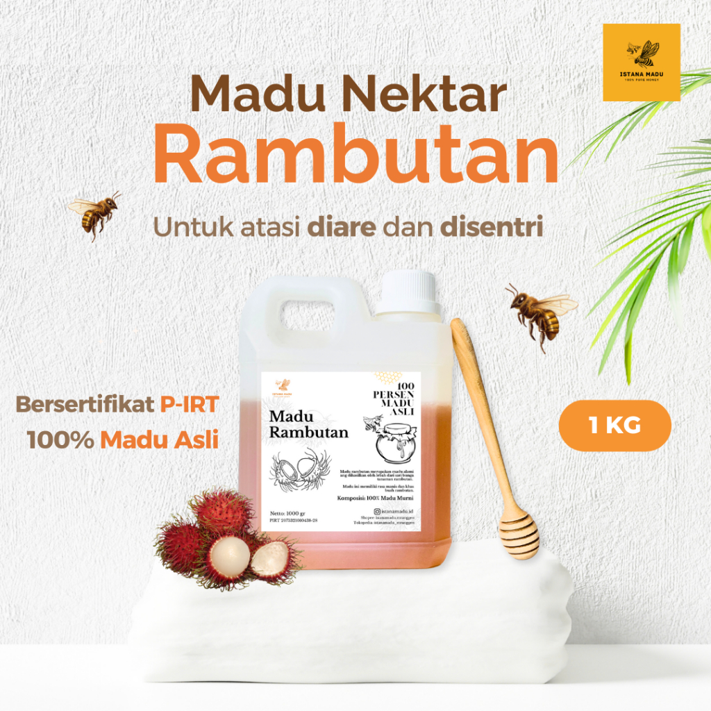

[1kg] MADU Rambutan Murni 100% - ISTANA MADU - Untuk diare dan disentri