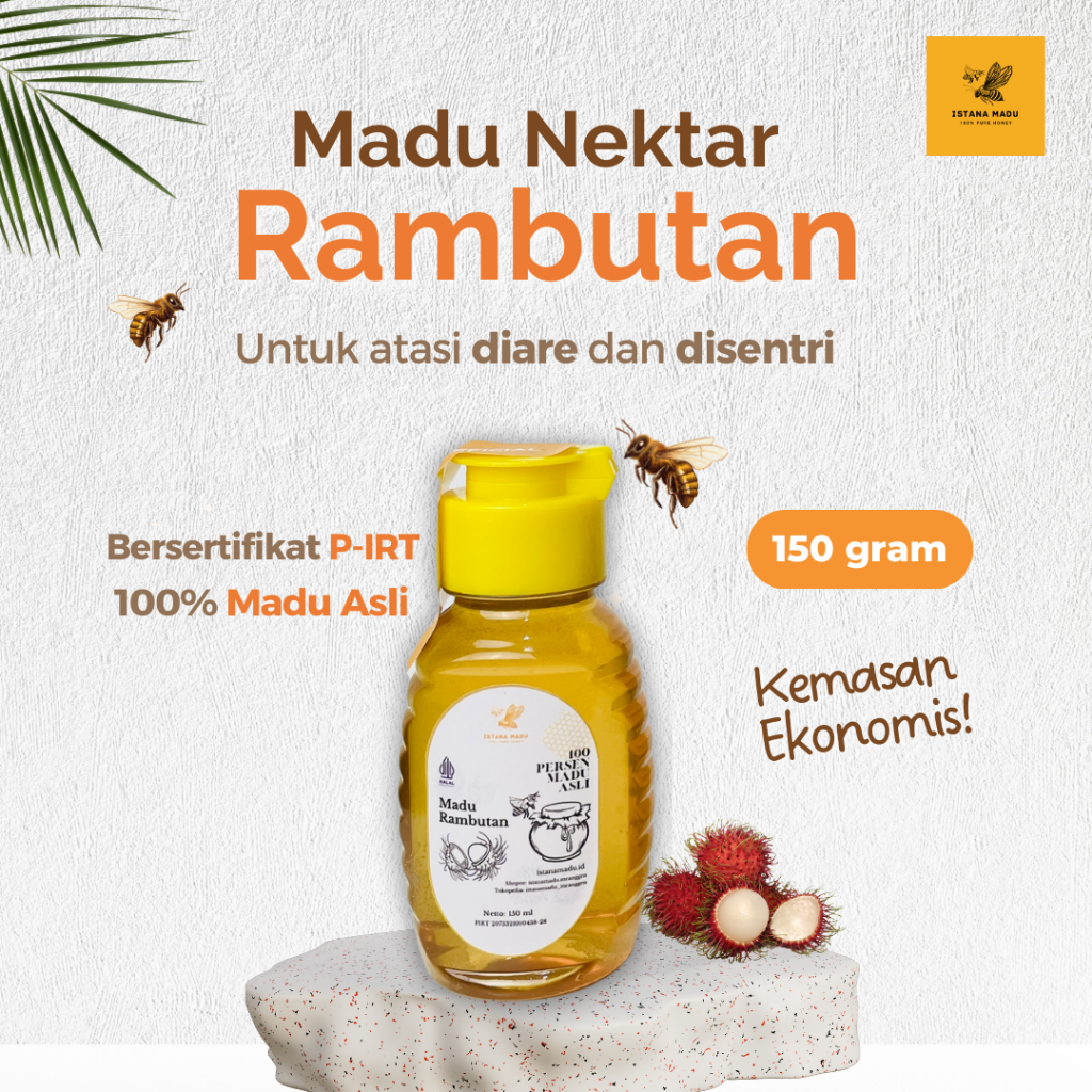 

[150ml] MADU Rambutan Murni 100% - ISTANA MADU - Untuk diare dan disentri