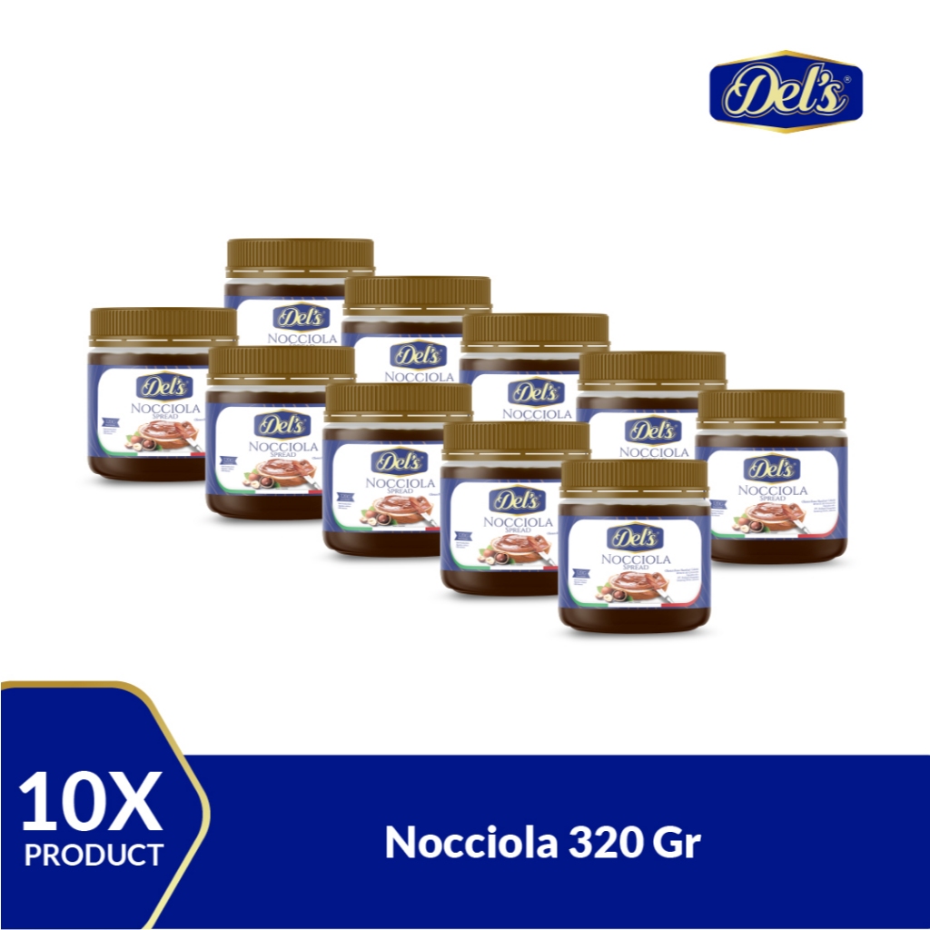 

[FREE ONGKIR] Bundling Hemat - Del's Nocciola Chocolate Hazelnut Spread / Selai Hazelnut - 320Gr [10 Jar]