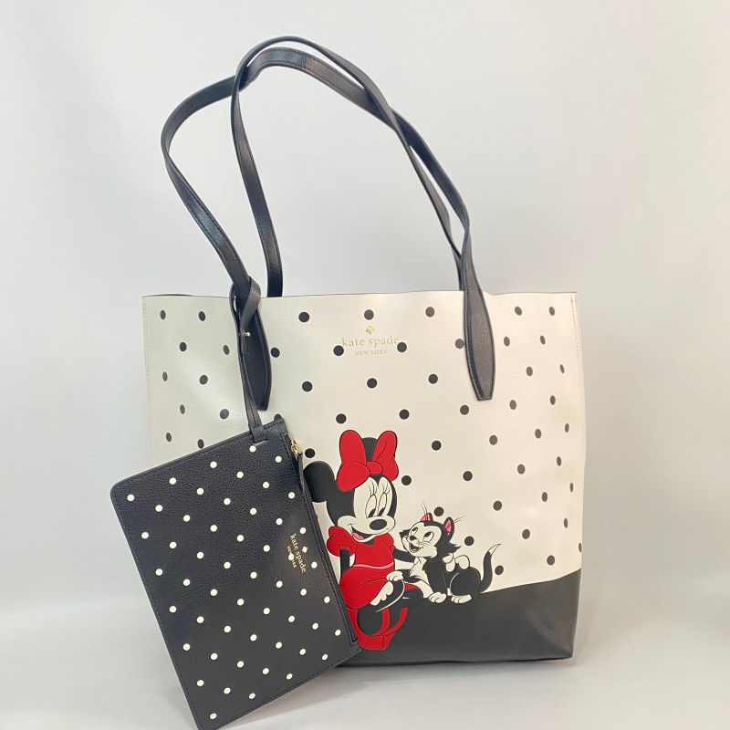 KS tote minnie reversible black white polka n