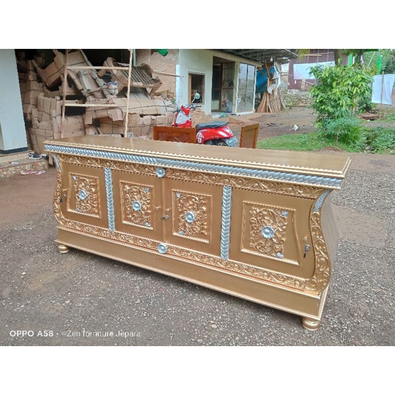 BUVET TV WARNA GOLD, BUVET TV, LEMARI PAJANGAN JATI