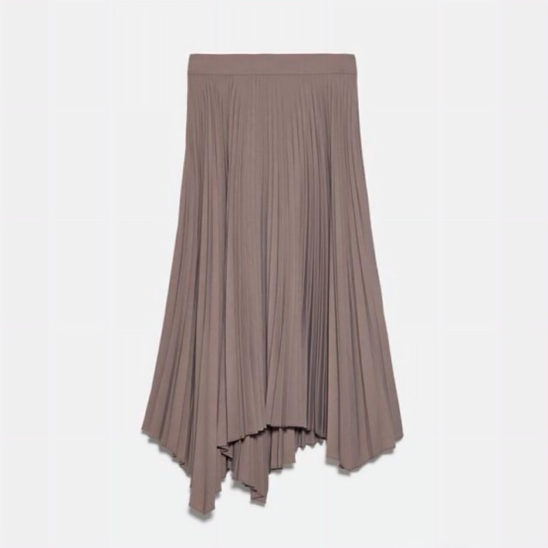 PRELOVED ZARA Asymmetrical accordion pleated skirt/ Zara beige asymmetric skirt/Zara High waist asym