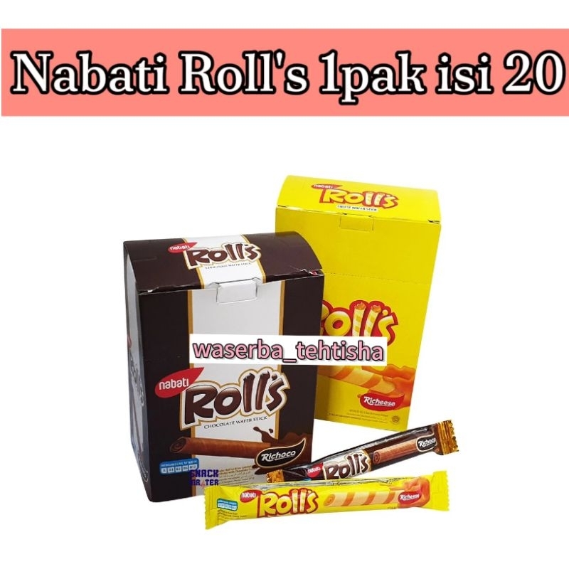 

waserba_tehtisha| Richeese Roll Nabati 1pak isi 20/ Richese Roll coklat/ Richese Roll Keju