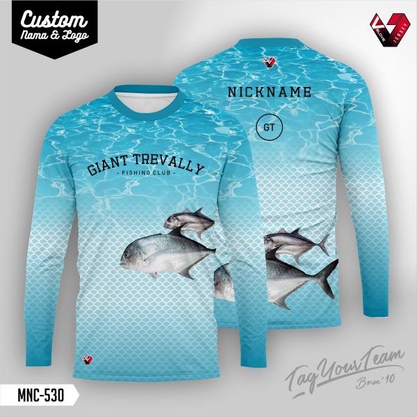 JERSEY MANCINBG / BAJU MANCING / BAJU MANCING IKAN GT GIANT TRAVELLY COSTUME NAMA DAN LOGO