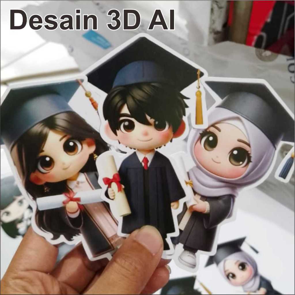 Topper Wisuda Hiasan Buket Bunga Bahan Art Carton 260gsm tebal dan Sudah di Cutting