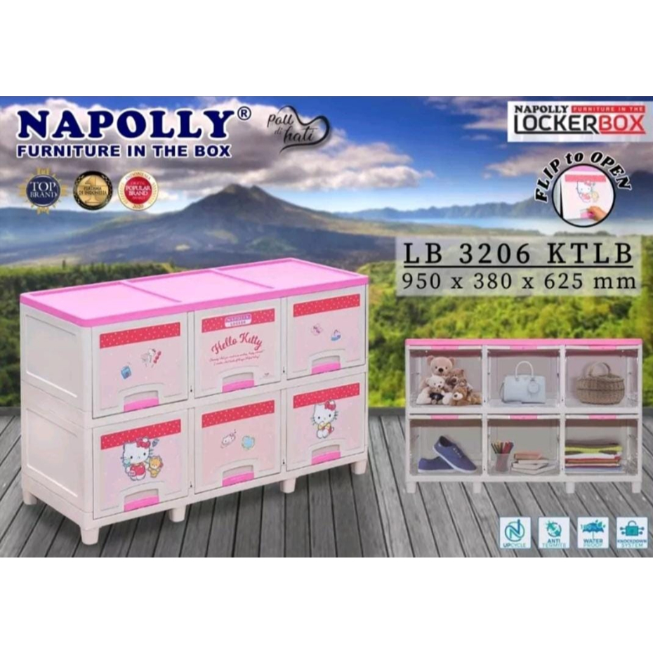 (Kargo)Lemari Serbaguna Locker Box Plastik Napolly Motif Karakter (Napolly Lockerbox 3206/3309 KTLB/