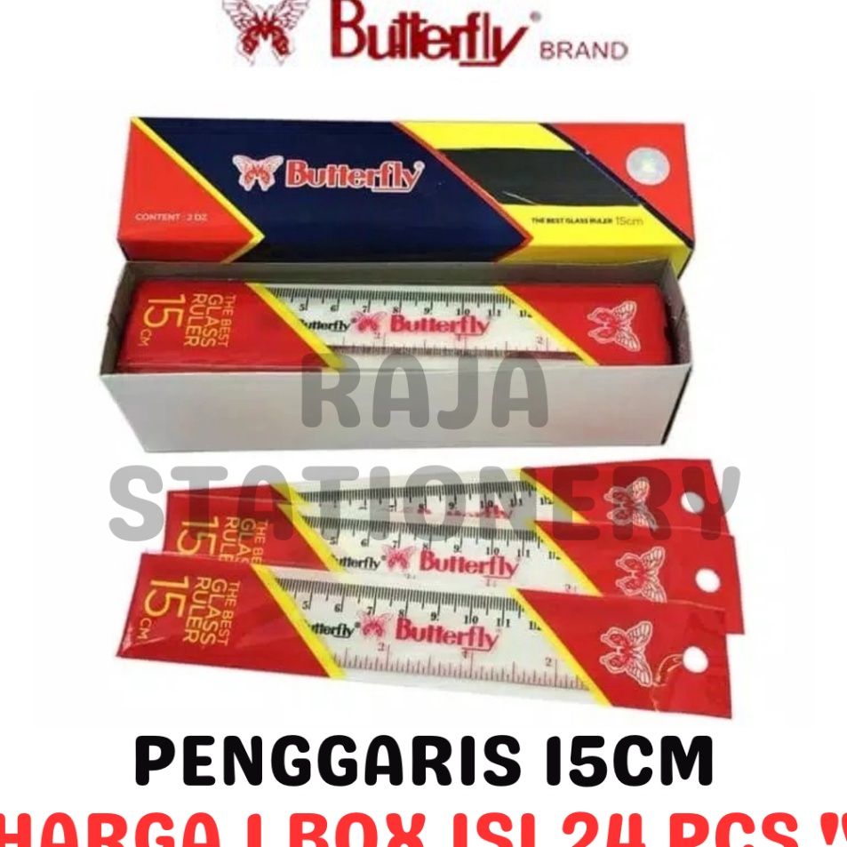 

BUTTERFLY RULER 15CM PENGGARIS KUPU KUPU 15CM PANJANG PLASTIK 24PCS