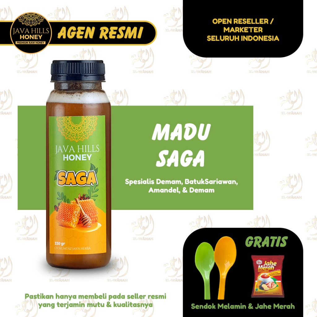 

Madu Saga Javahills Java Hills Honey Premium Raw Gurah Herbal Original | Madu Batuk Meredakan Sariawan Mulut Demam Panas Anak Dewasa Radang Tenggorokan Kesehatan Pernapasan Mimisan Asma Diare Susah BAB | Panas Dalam Amandel 320 gr Gratis Jahe Sendok