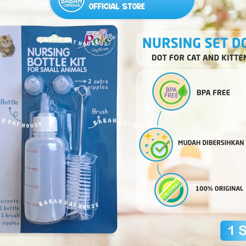 Top NURSING SET Dot Kucing Botol Susu Anak Bayi Anjing Hewan Kecil Murah Tempat Minum Kitten Puppy B