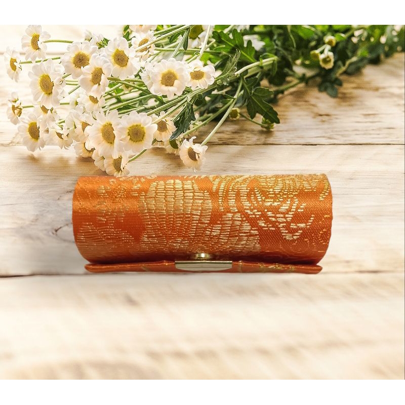 WARNA ORANGE - Dompet Lipstik Single / Dompet Koin dengan kaca