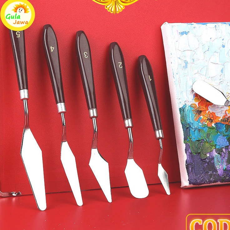 

Grosir Set Isi 5 Palette Knives Scrapper Spatula for Sculpturing painting modelling cake dekorasi kue