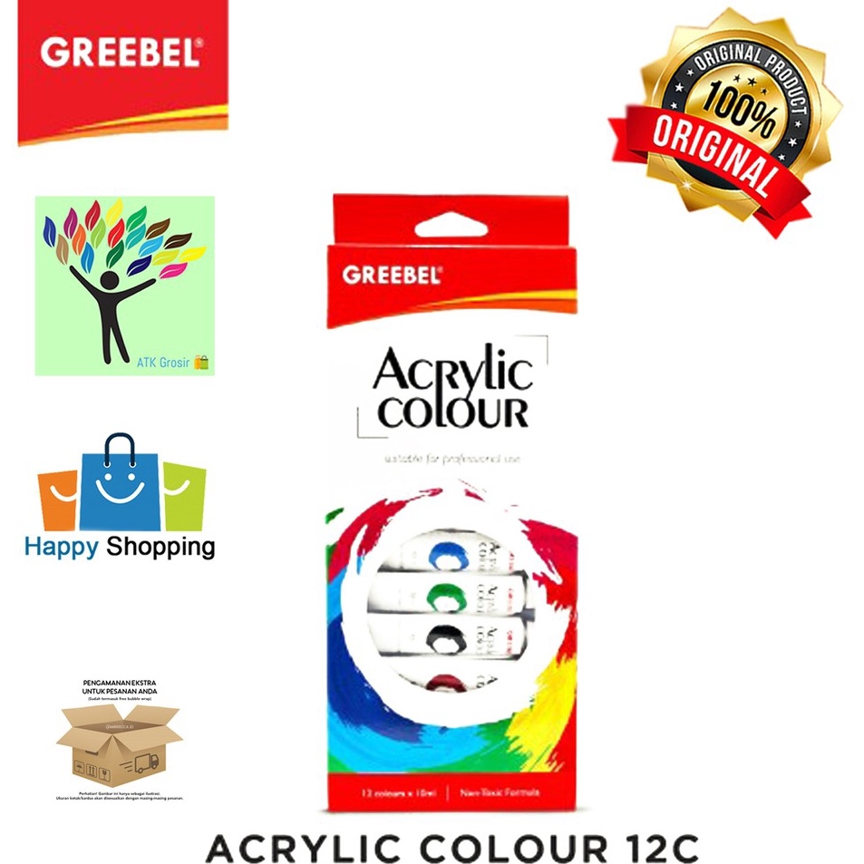 

Dijual Cat Akrilik Acrylic Colour Acrylic Paint 1ml 12pcsbox Grebeel