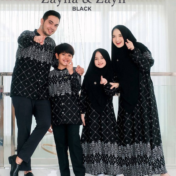 COD Greenism Sarimbit Motif Zayna  Zayn Black Quality Premium Syarii  Family Set Sarimbit Greenism