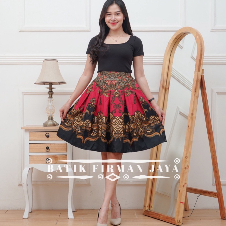 DiSkon  FJ BUSANA rok batik pendek modern wanita dewasa jumbo payung premium pinggang karet dewasa g