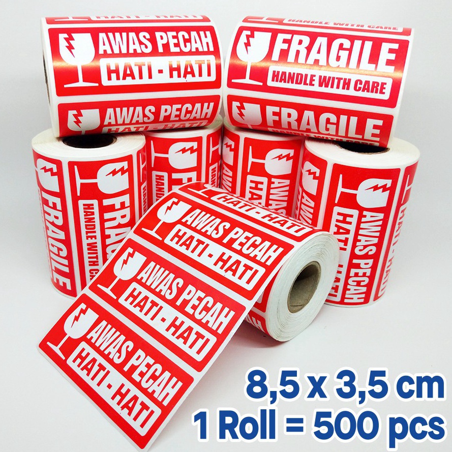 

Stiker Label Fragile Handle with Care Stiker Awas Pecah Hatihati 85 x 35 cm 1 roll 5 pcs