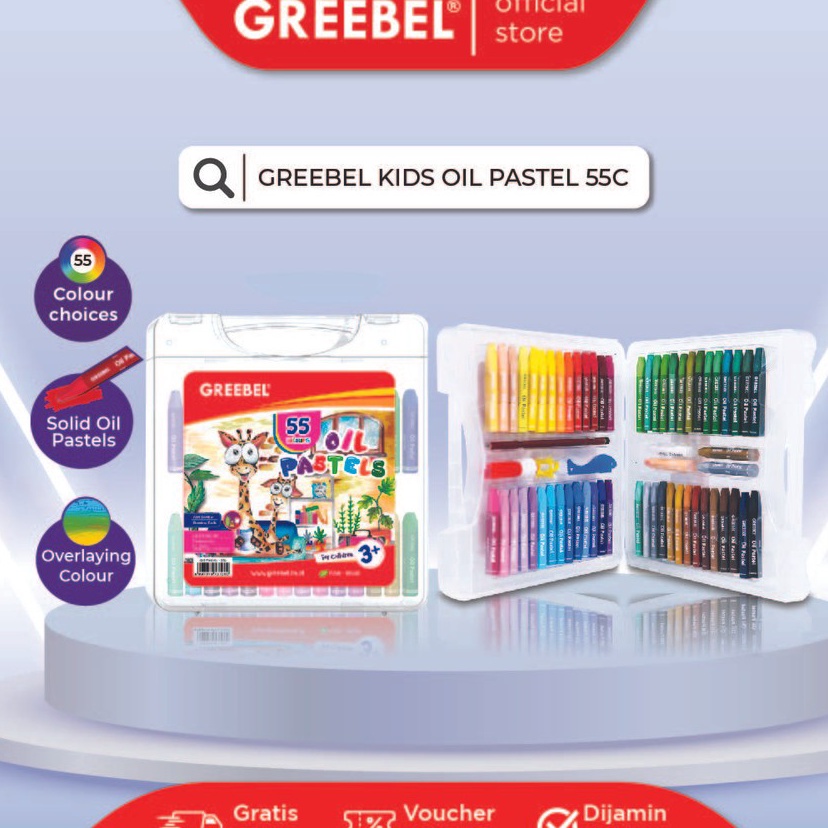 Crayon Greebel 55 Warna  Oil Pastel Greebel 55 Warna