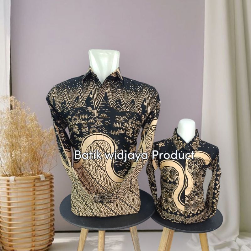 kemeja batik couple ayah anak lapis furing hero hitam nude cod_batik pria hitam moca