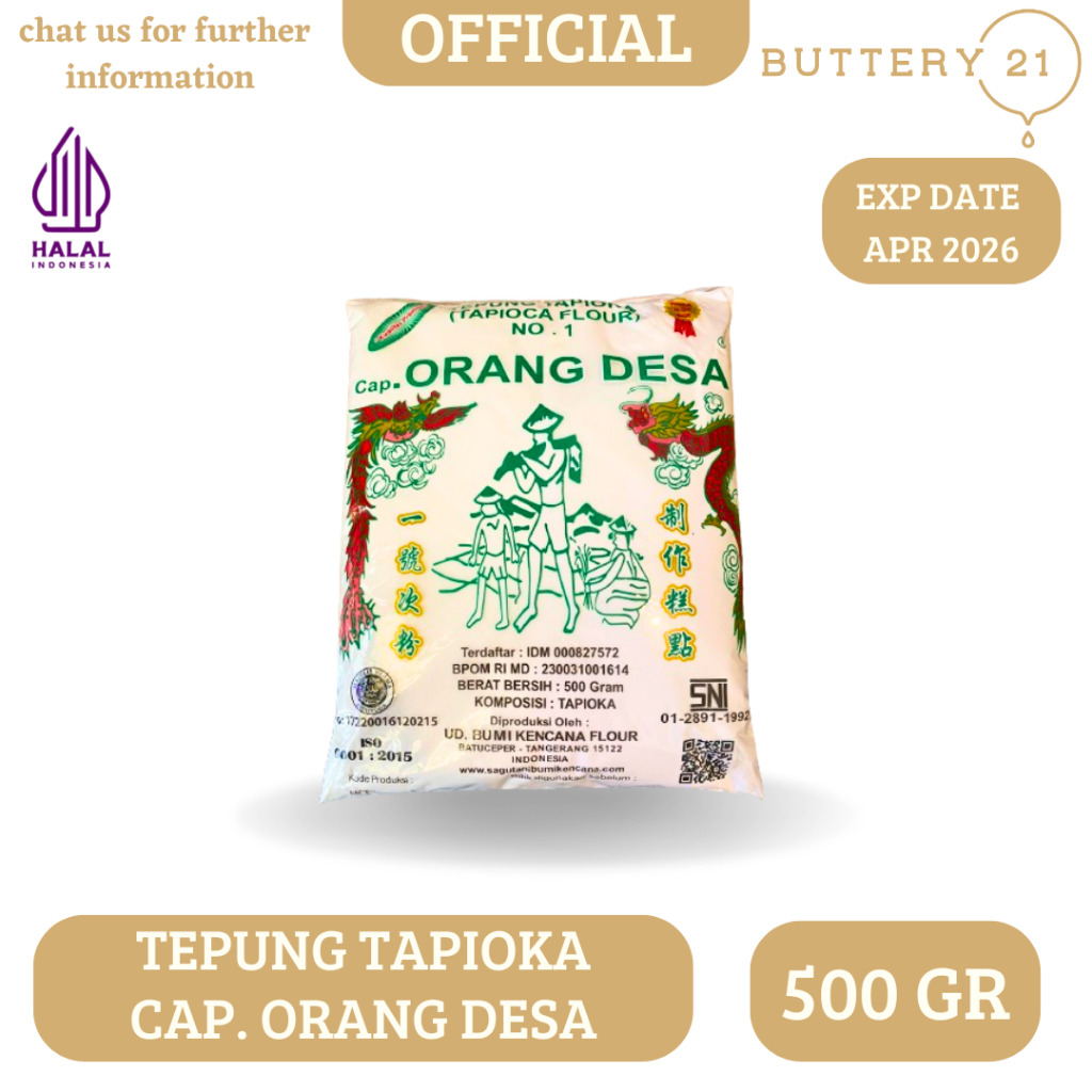 

TEPUNG TAPIOKA CAP ORANG DESA 500 GR/TAPIOCA FLOUR/TEPUNG TAPIOKA