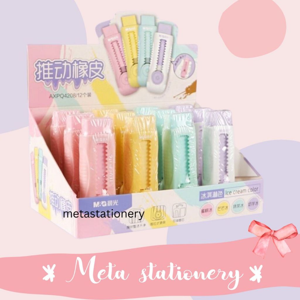 

Eraser / Penghapus Mekanik / Retractable Push Sliding Eraser Pastel Colour M&G