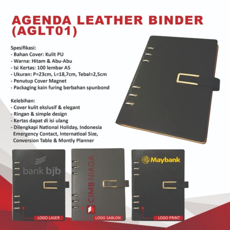 

Buku Catatan Agenda Jurnal A5 Elegan Sampul Kulit Elegance Leather Cover Note Book Note Pad Sticky Note AGLT01
