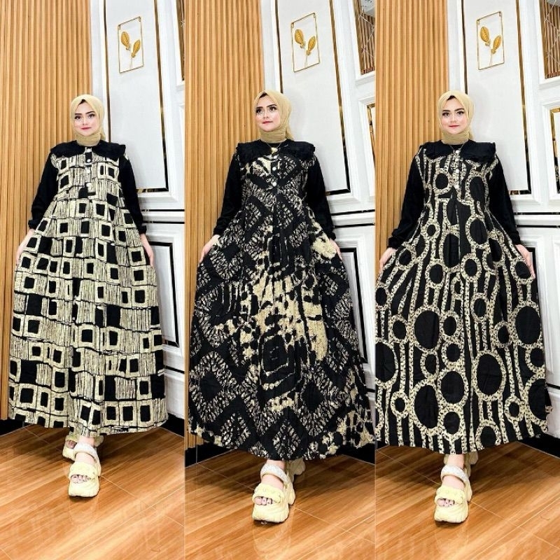 Gamis Wanita Motif Terbaru Bahan Rayon Tebal Adem Gamis Kekinian Gamis Rayon Premium