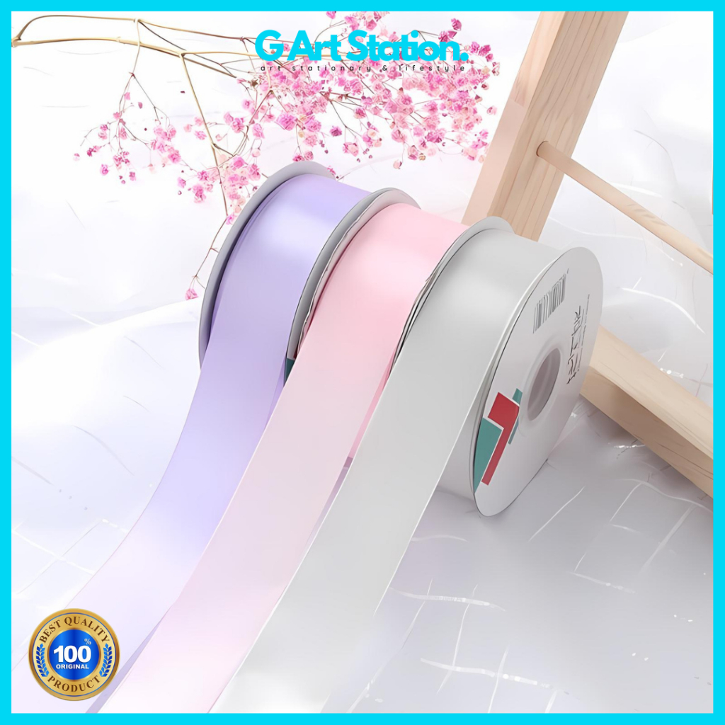 

RB [ ROLL ] Ribbon Satin / Pita Satin Premium Quality 3,8cm - Buket Bunga / Pita Kado 38mm 40 Yard