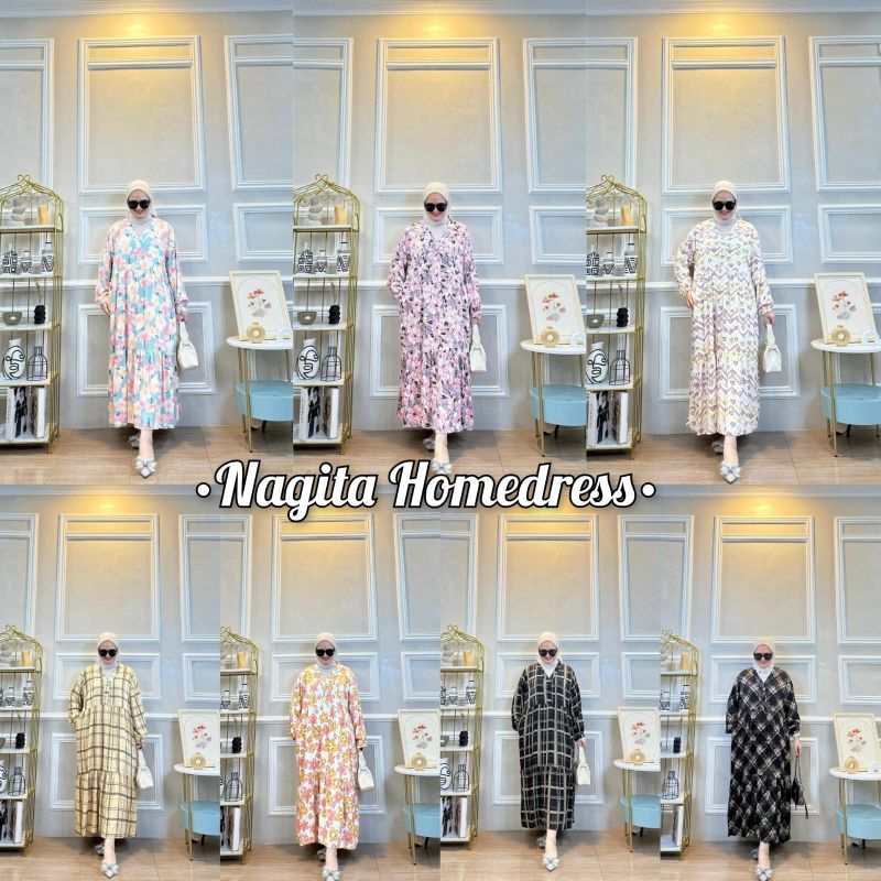 NAGITA - zavina midi dress v neck rayon twill premium | gamis midi tunik busui lebaran kekinian mura
