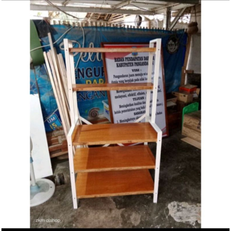 RAK DAPUR MEJA OVEN MICROWAVE SERBAGUNA MURAH BAHAN KAYU TERLARIS SUSUN