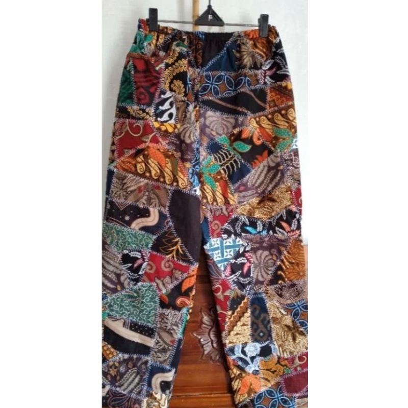 celana panjang unik perca batik katun untuk pria dan wanita