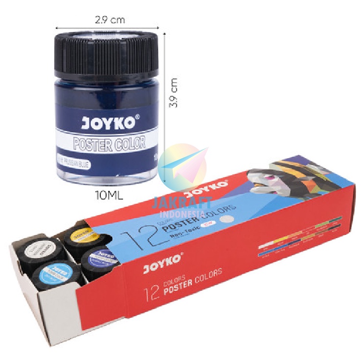 

Bayar Di Tempat 12 Pcs Cat Lukis Paint JOYKO POC1ML12 Set Botol 12 Warna
