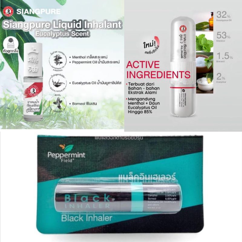 [KID] Minyak Gosok Inhaler Rubbing Oil aromatic Pepperment Field Black Siang Pure Ball Tip Roll on S