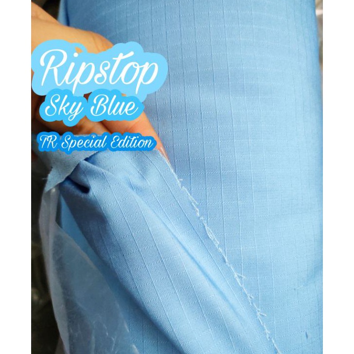 COD BAHAN KAIN RIPSTOK RIPSTOP ribstok ribstop KOTAK TR PREMIUM BIRU LANGIT MUDA KAIN REAPSTOK polos