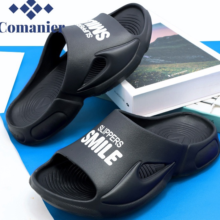 PROMO SALE Comanier Sandal Slide Cowok Pria Sandal Selop Pria Hitam Karet Slipper EVA