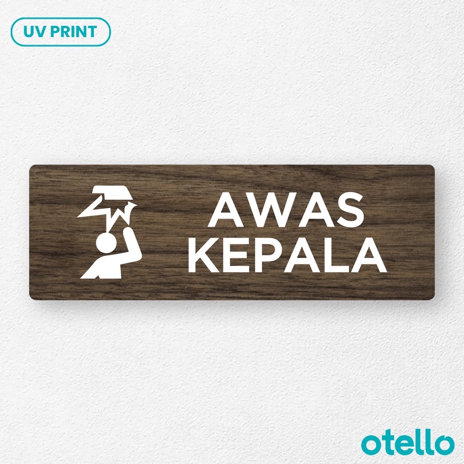 

Otello Plat Tulisan Awas Kepala Sign Board Kayu Print UV Signage Papan Label Peringatan Sticker Dinding