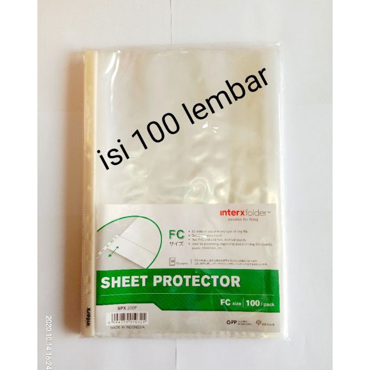 

Model Baru PP Pocket Folio InterX isi 1 Lembar Sheet Protector F4 Inter X pak 1