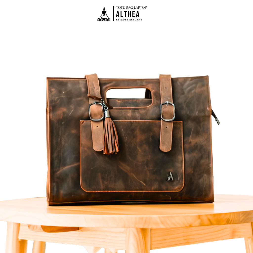 Tas Tote Bag Jinjing Ipad Guru Les Catino Shoulder Bag Laptop Kerja Kulit Asli Wanita Merche