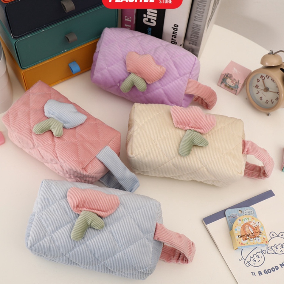 

Flashee Tempat Pensil Lucu Tulip Handle Tas Make Up Dompet Aesthetic Korean Style