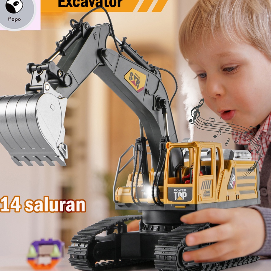 Excavator Remote Control Mainan 14 Saluran Setir Mobil RC Truk Beko Digger Superior Mesin Berat Remo