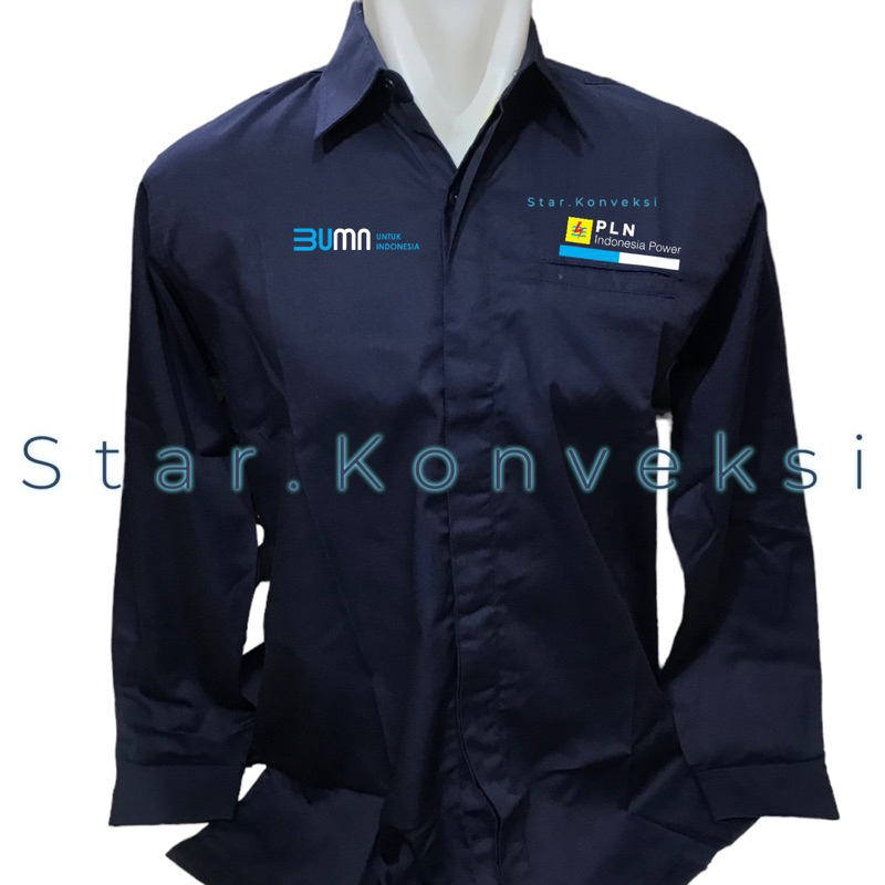 Baju Seragam Kemeja PDH Indonesia Power PLN Indonesia Power BUMN PLN Indonesia Power Lengan Pendek L